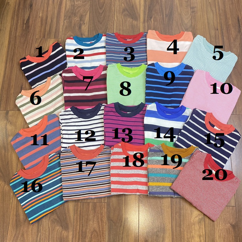 Bộ quần áo dài cho bé trai bé gái cotton len dầy kẻ sọc XHN44