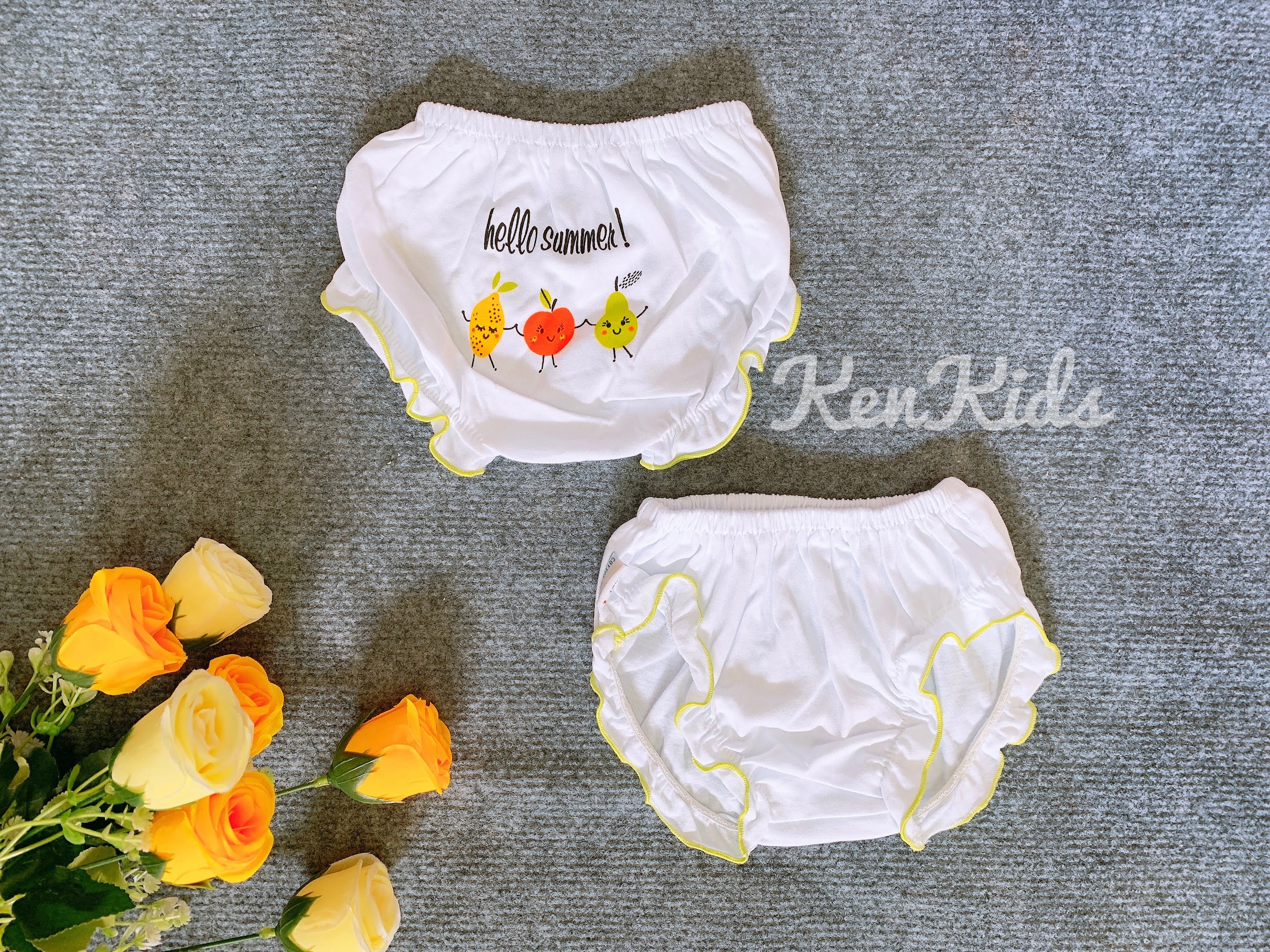 COMBO 5 Quần chip trắng in mông chất thun 100% cho bé gái (4-13kg)
