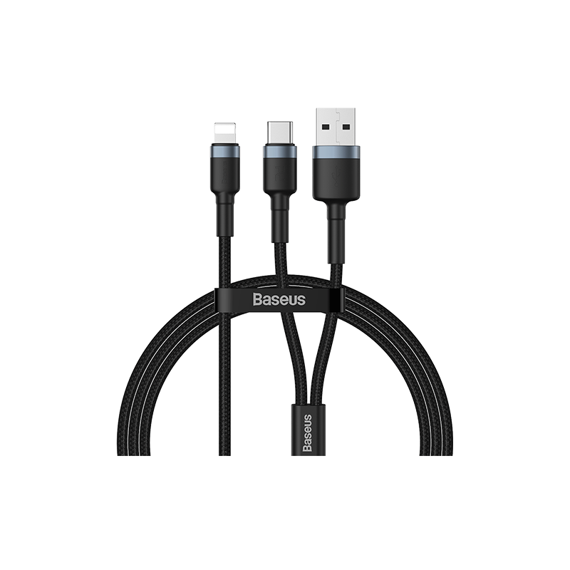 Cáp sạc nhanh Lightning Baseus Cafule USB + Type-C 2-in-1 PD dual input (USB+Type-C) sạc nhanh 2.4A công suất 18W hỗ trợ truyền dữ liệu
