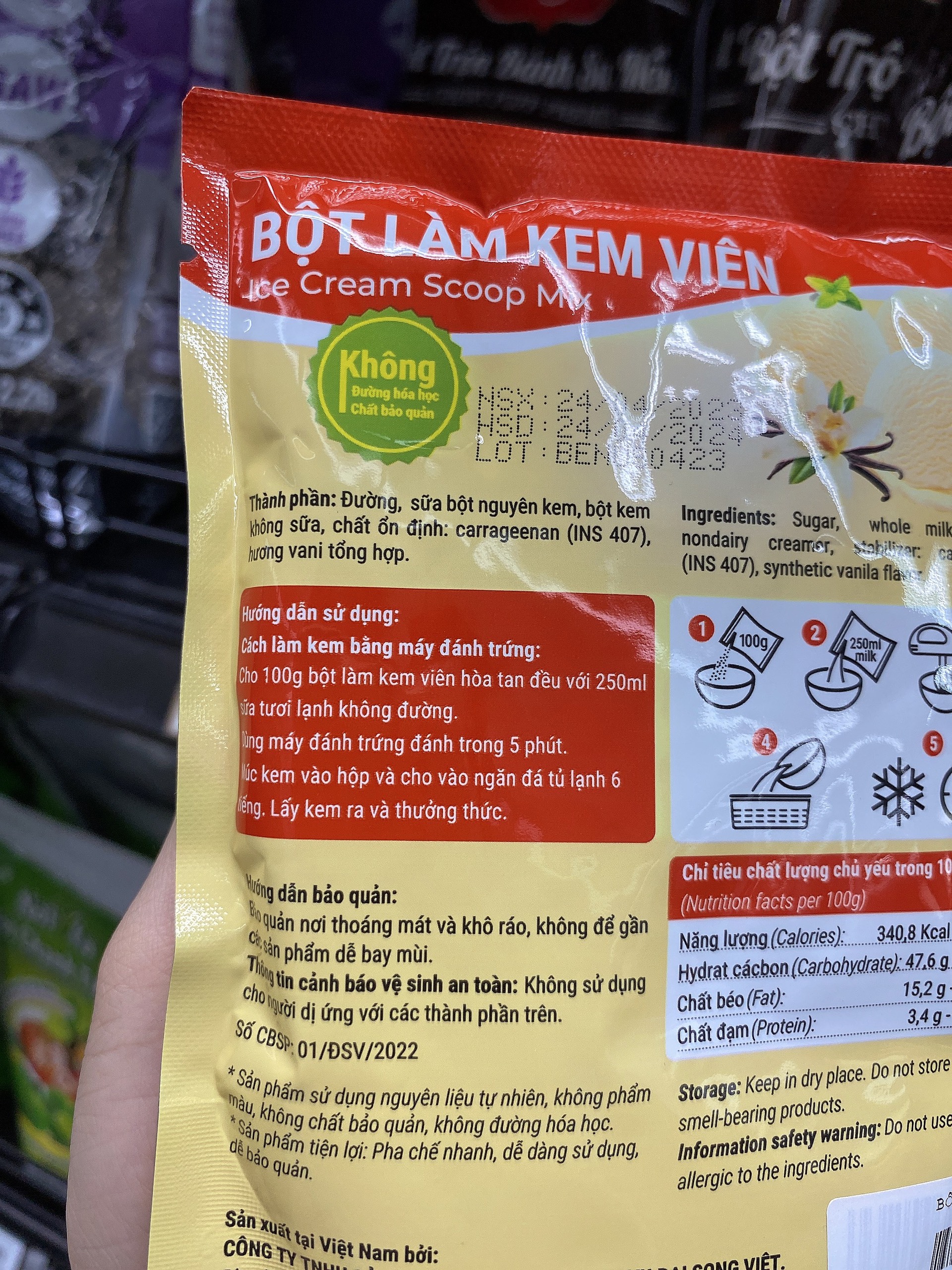 Bột Làm Kem Viên Vị Vani