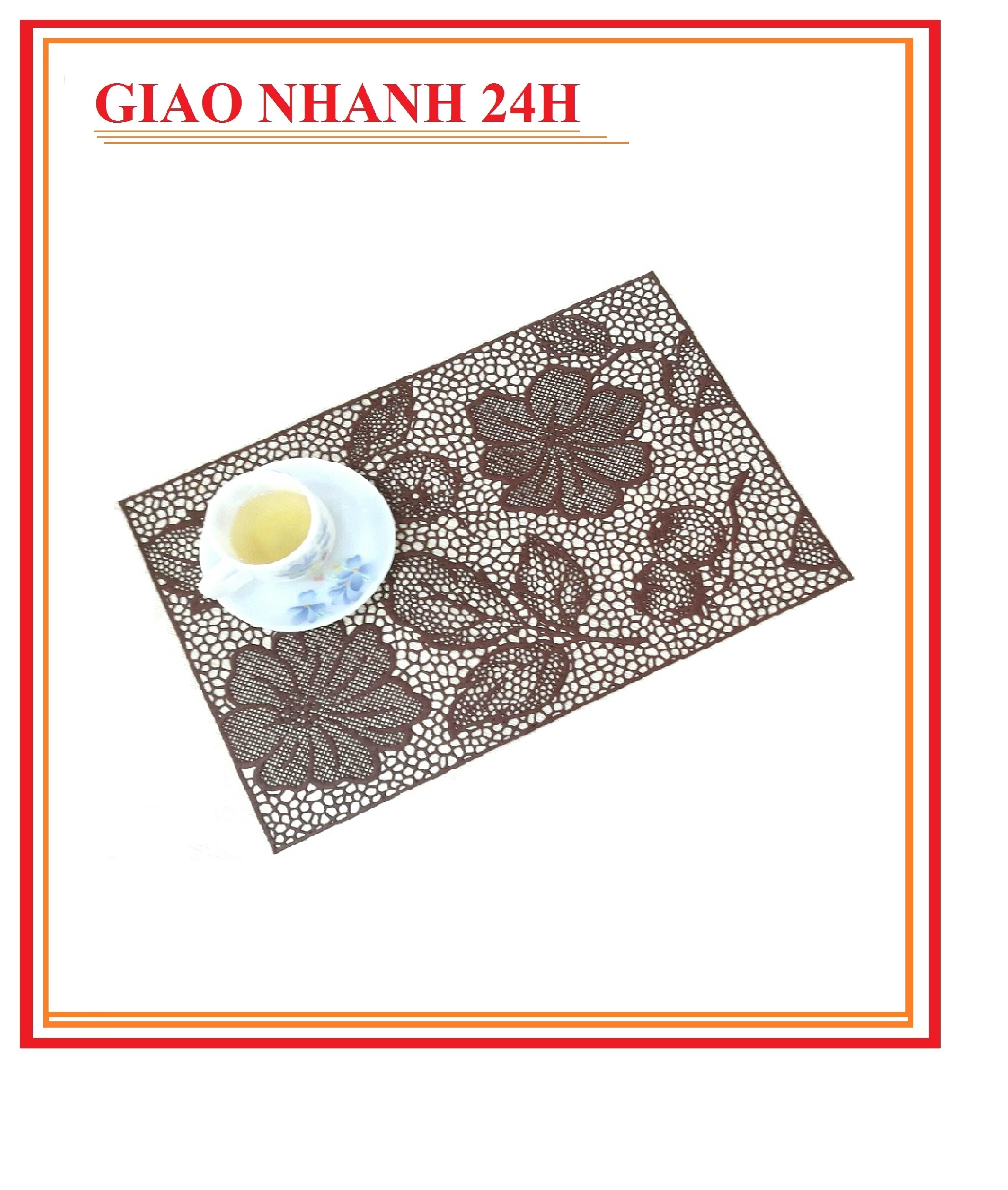 Khăn trải bàn (lót bàn ăn) FY 311 hoa văn nâu (45 x 30 cm)