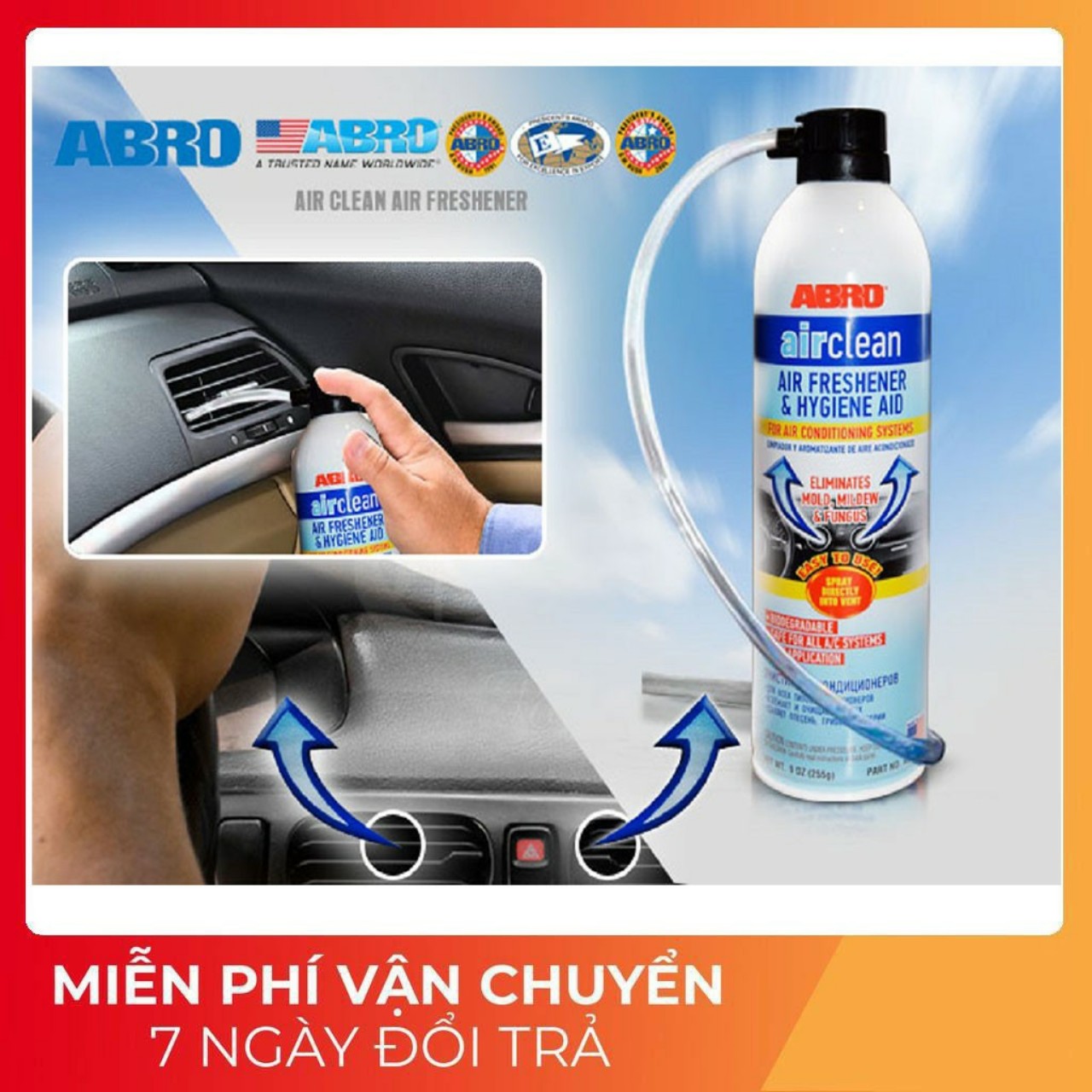 Dung dịch vệ sinh khử mùi điều hoà xe ô tô abro air cleaner usa