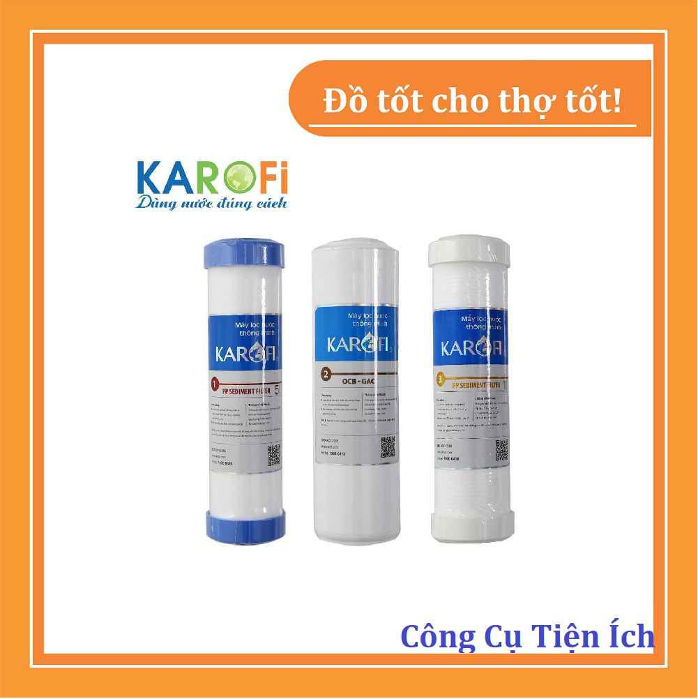 Bộ 3 Lõi Lọc Nước Karofi 123 Chính Hãng