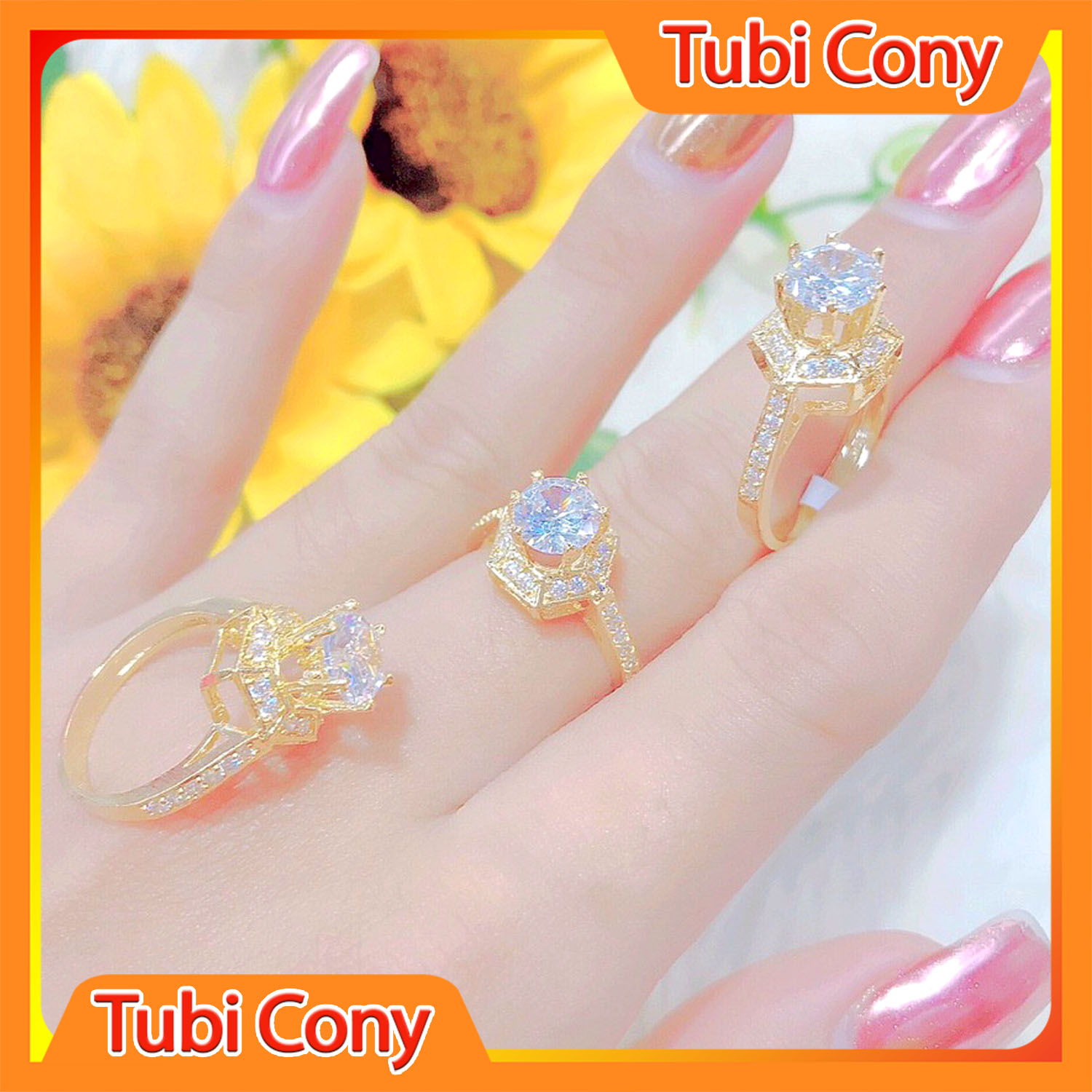 [ N477 - Vuông ] Nhẫn Nữ Mạ Vàng 18K  Đính Xoàn  - Mang đi chơi, đi tiệc đều đẹp- Tubi Cony - Tặng Kèm Hộp Trang Sức- nhẫn nữ đẹp, nhẫn nữ thời trang