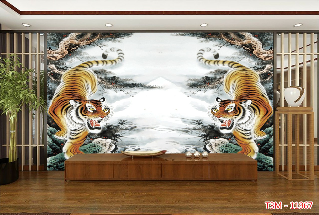 Tranh Hổ 3D dán tường