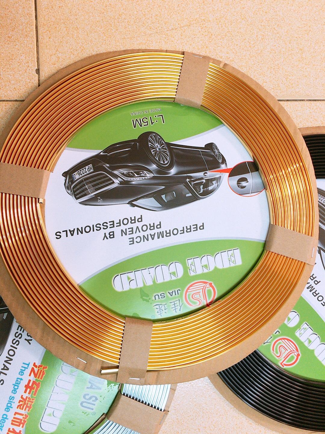 Nẹp viền chữ U mạ Crom trang trí ô tô cuộn 13m màu Vàng Đồng