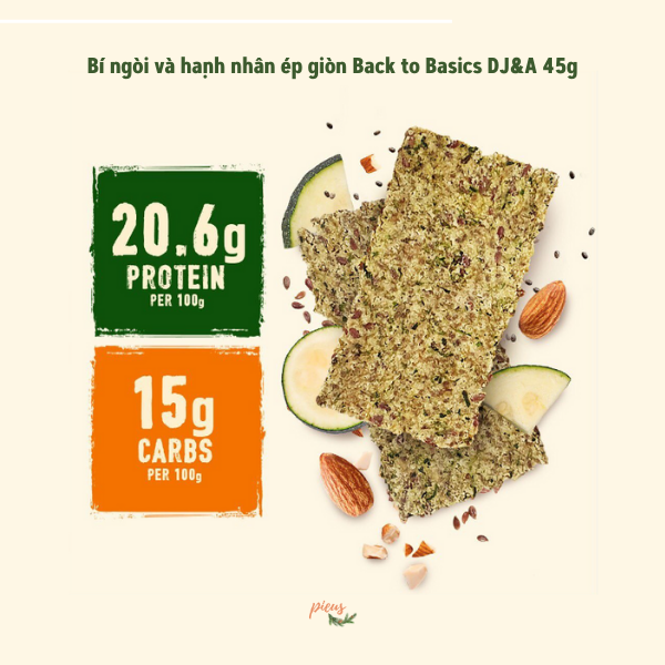 Bí ngòi và hạnh nhân ép giòn | Veggie Crackers Zucchini Almond Back to Basics DJ&A 45g - Bánh quy thực dưỡng, ăn kiêng, không đường, healthy tốt cho sức khỏe nhập