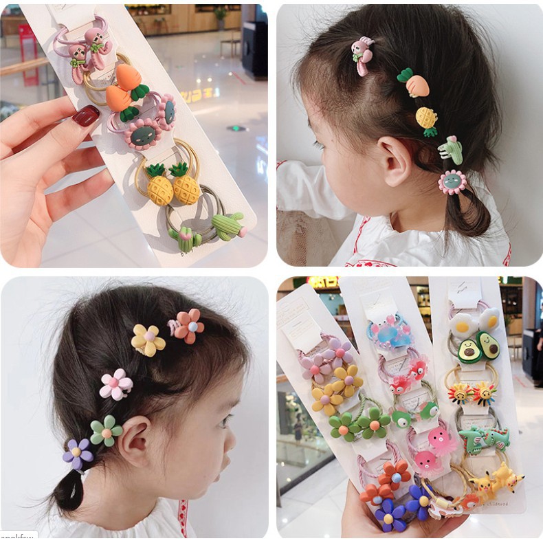 Set 10 dây cột tóc nhiều hình dễ thương cho bé