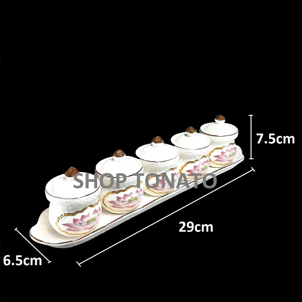 Chung nắp bộ 5 sen trắng 133 thờ cúng