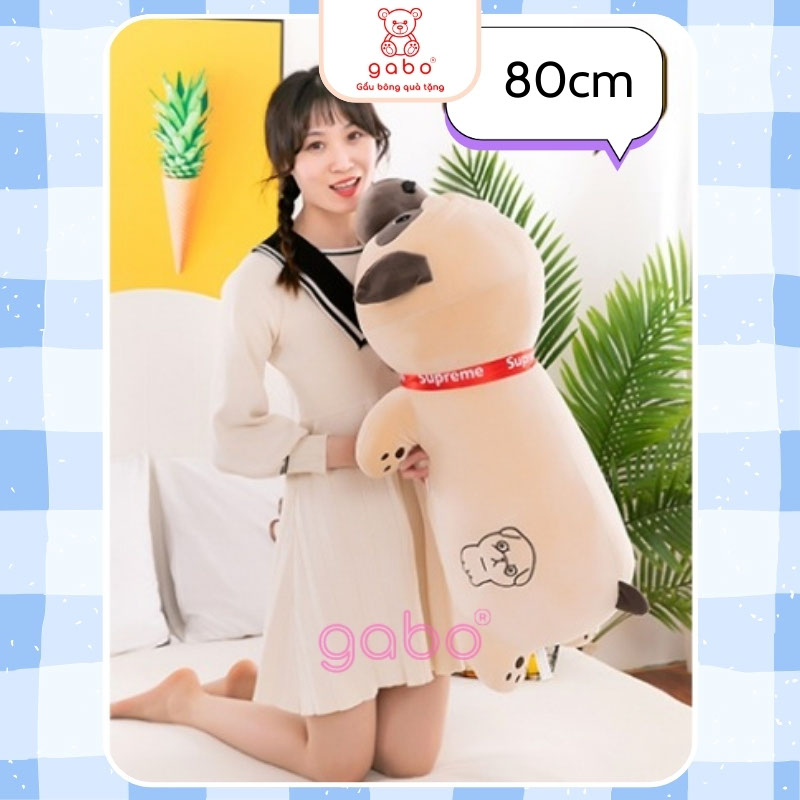 gấᴜ Bông Chó Pug Nằm, Gối ôm chó pulldog mặt nhăn siêu mềm
