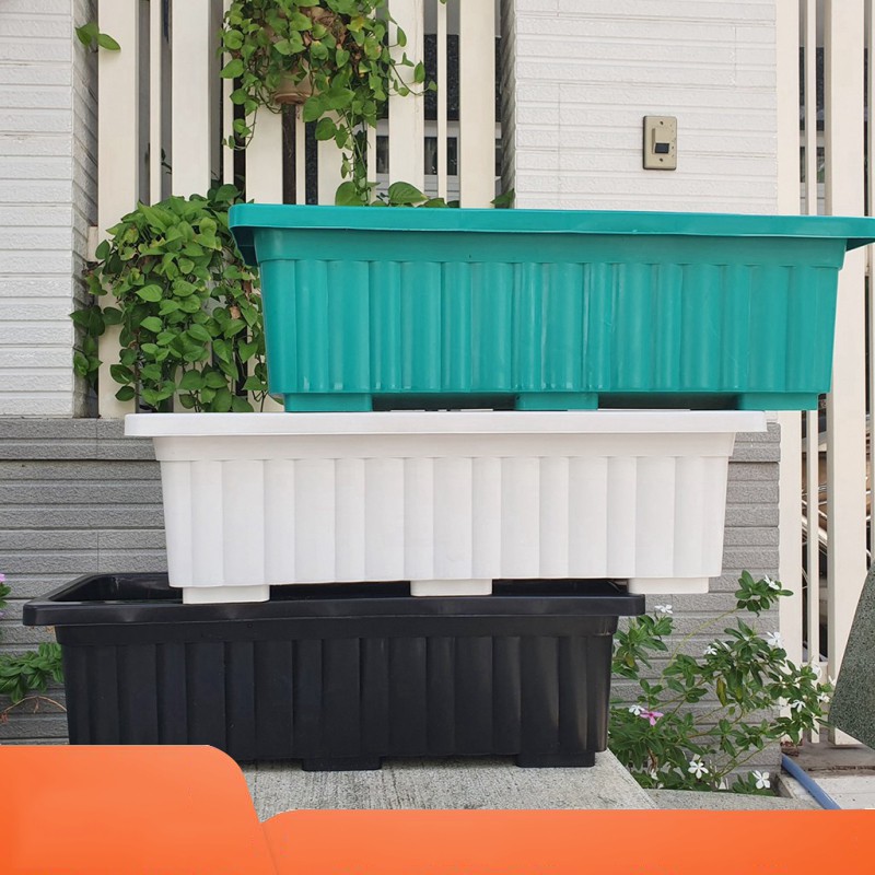 [HCM]Bộ 02 chậu dài sọc nhựa dày trồng rau hoa size 64cm x 22cm x 19cm