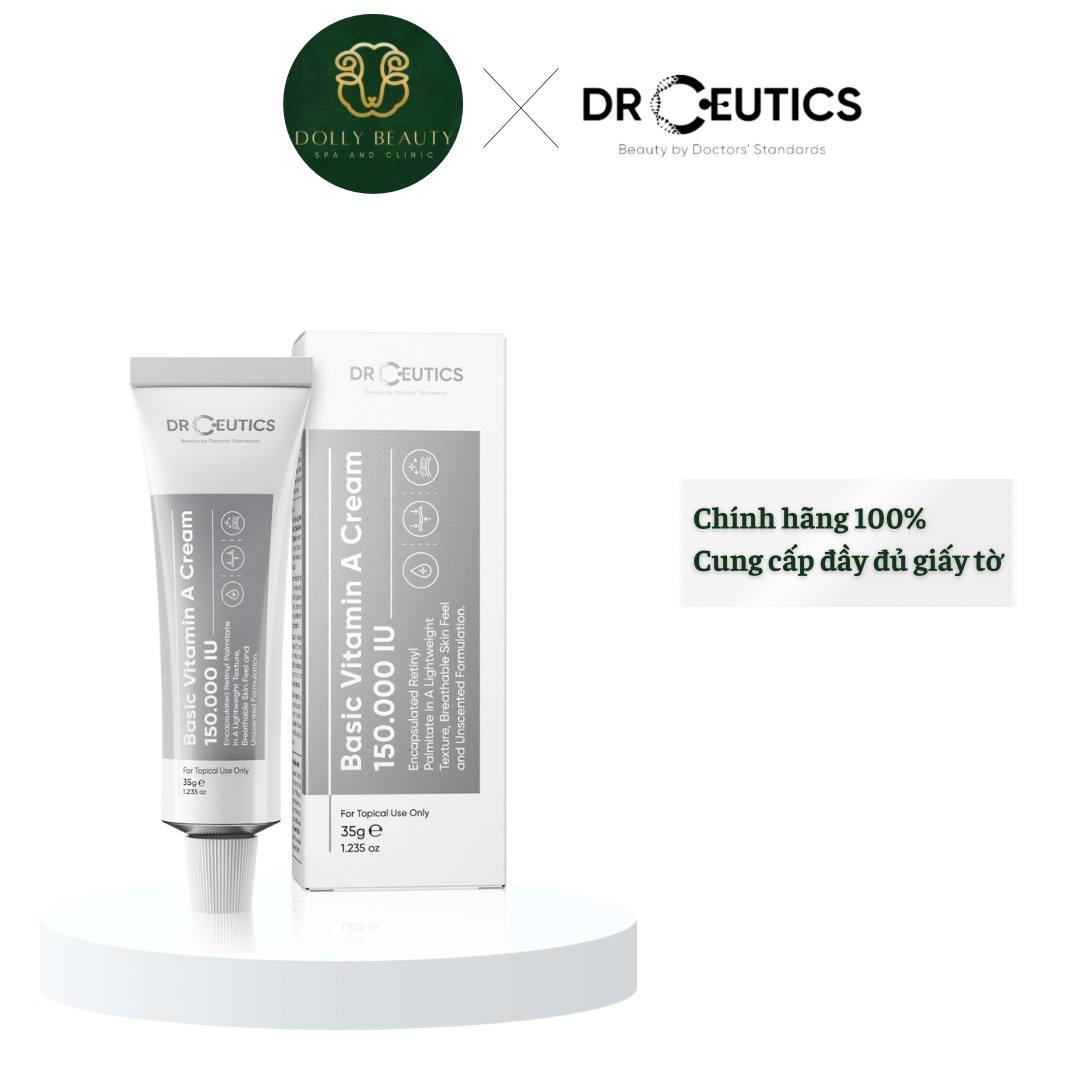 Kem dưỡng sáng da, ngừa mụn basic vitamin a cream 150.000 iu của drceutics