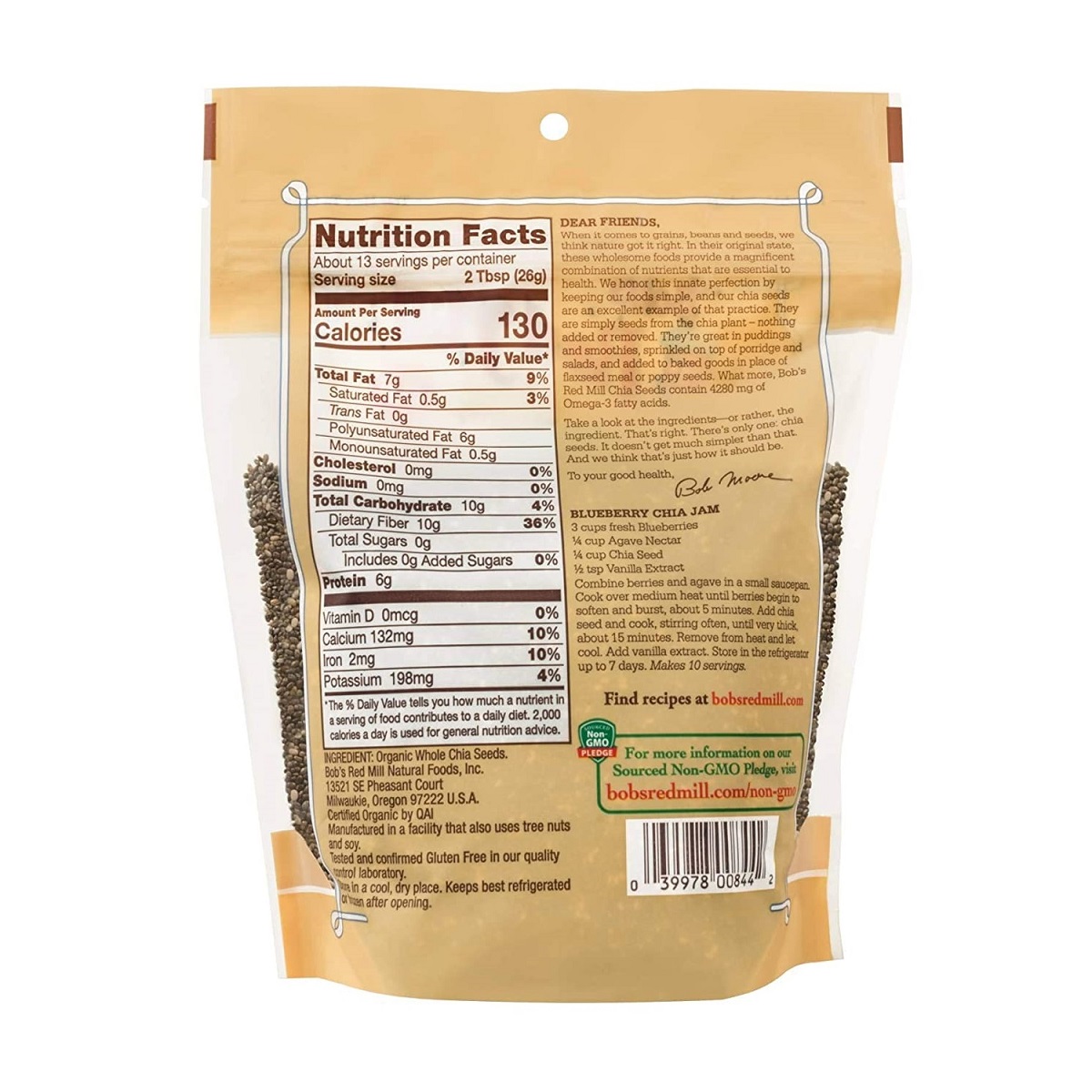 Hạt Chia Nguyên Hạt Hữu Cơ Bob's Red Mill, Gói 340g (12 Oz.)