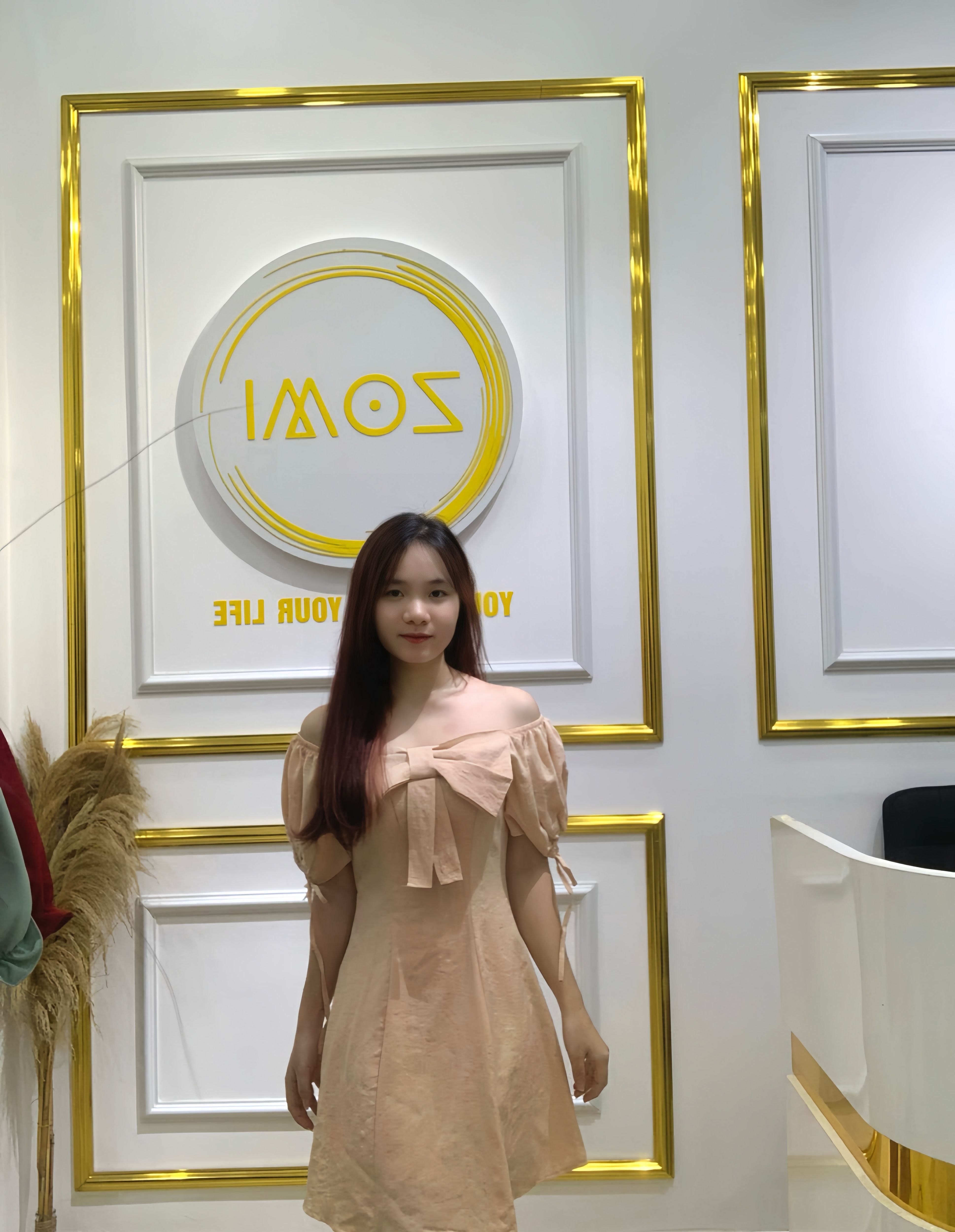 Đầm đi chơi cổ vuông đính nơ ngực tay phồng cực xinh ZOMI I051