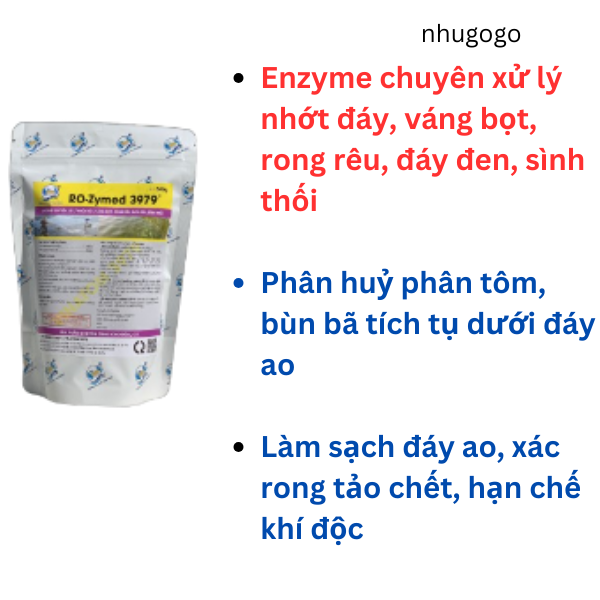 Ro zymed 3979 qui cách 500 gram enzyme chuyên xử lý nhớt đáy ao tôm
