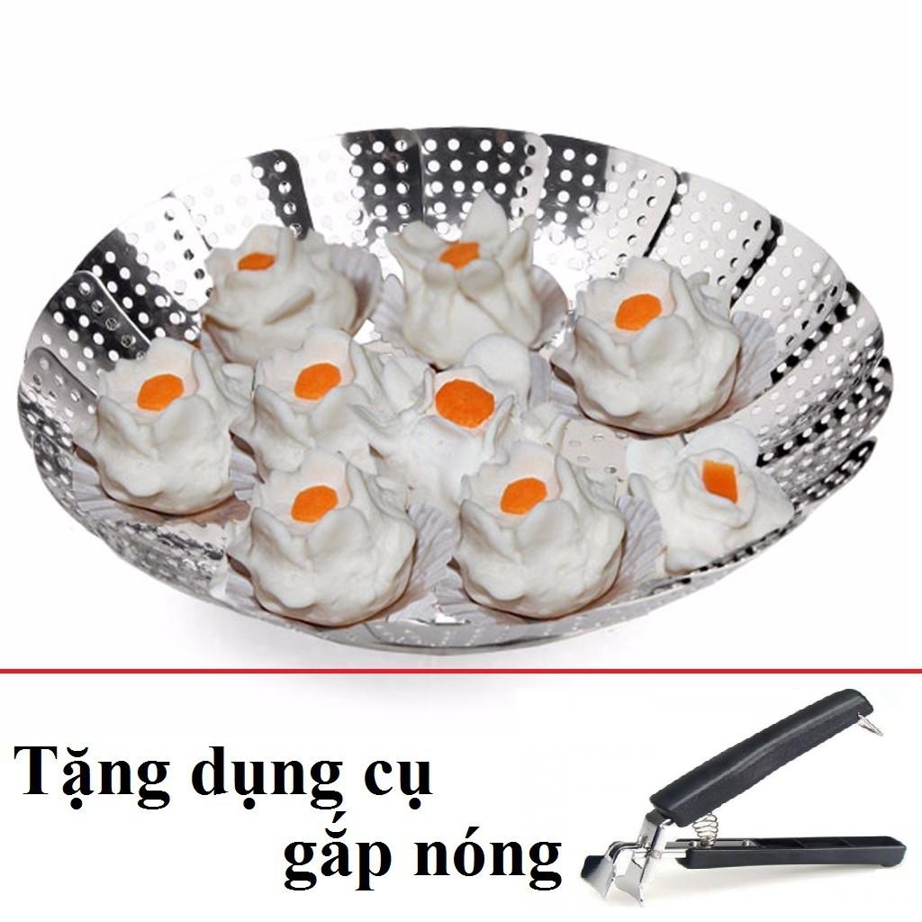 [HCM]Combo giá rẻ - Xửng hấp inox chân xòe + dụng cụ gắp nóng nhà bếp