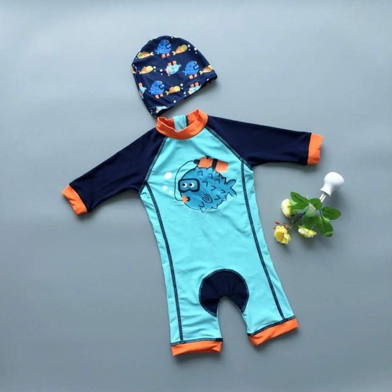 Đồ bơi liền cho bé trai - kèm nón