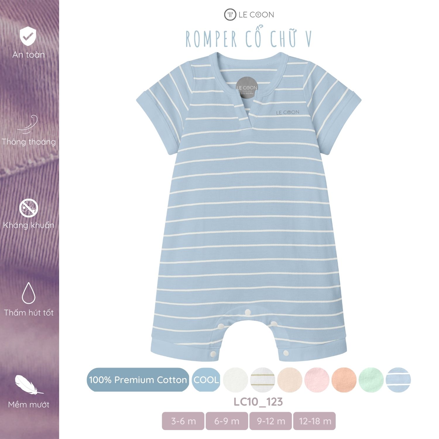 LE COON | ROMPER CỔ CHỮ V | COOL | 3 - 18 tháng