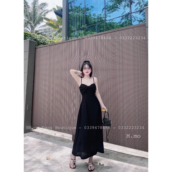 Đầm gân nơ to xoè