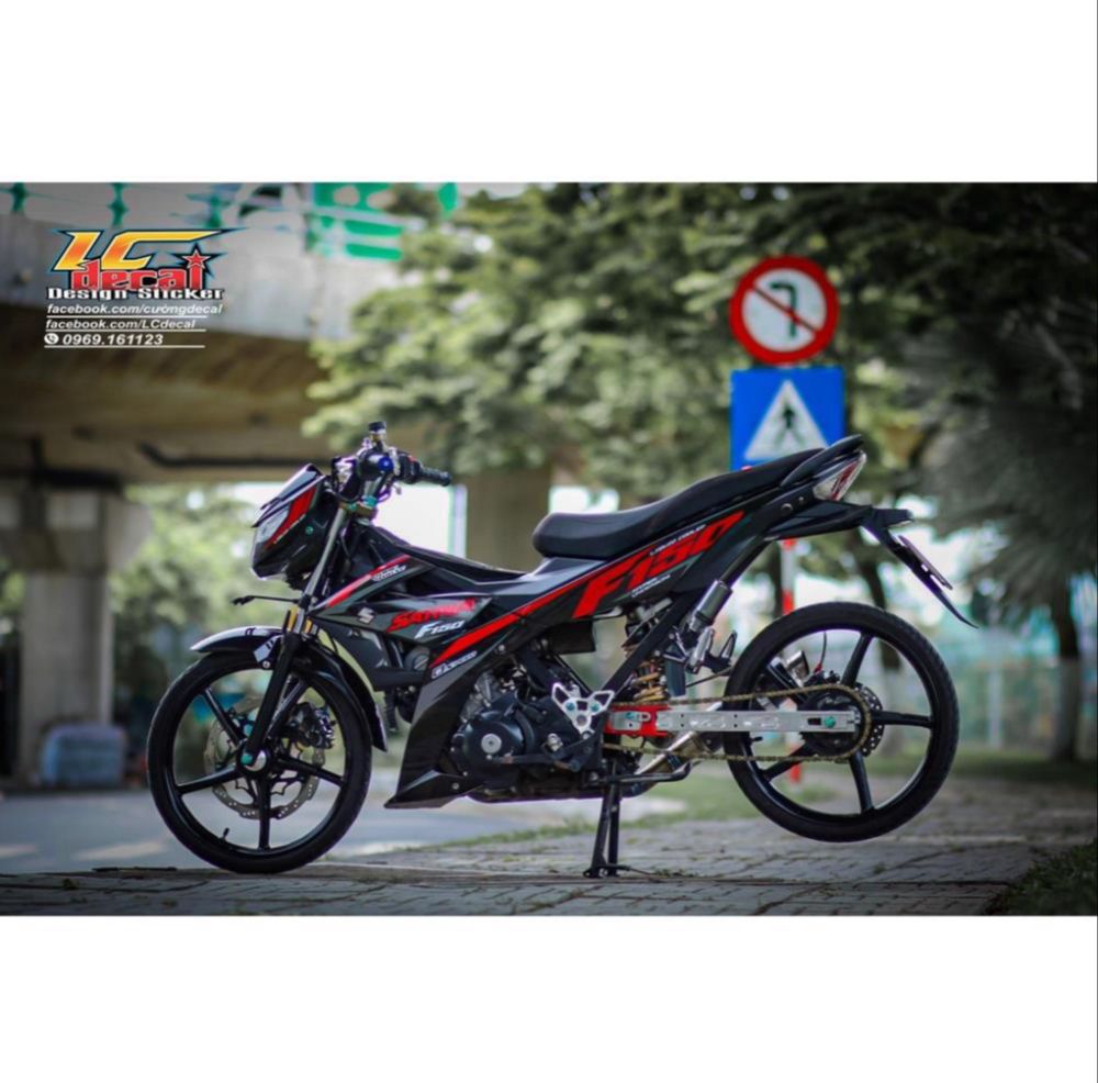 Tem rời mẫu f150 đỏ xám cho satria đen - tem