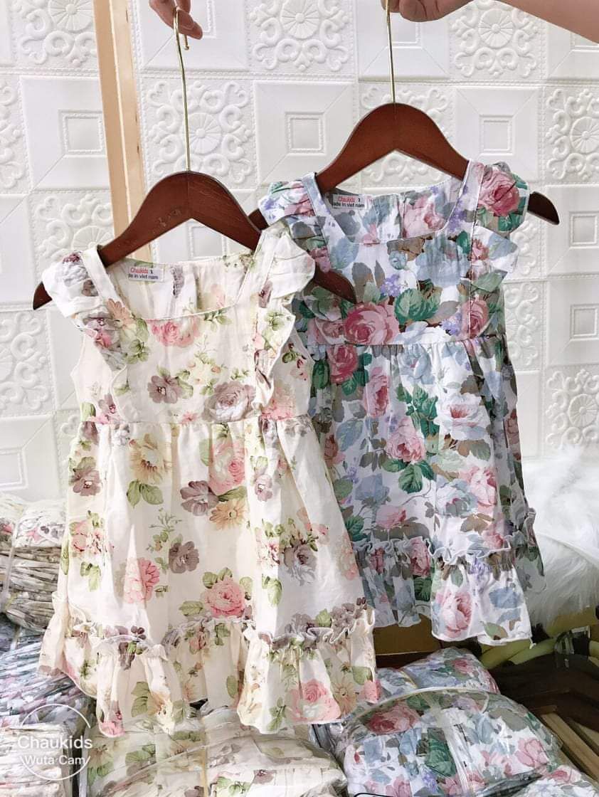 Váy hoa hồng cánh tiên cho bé gái
