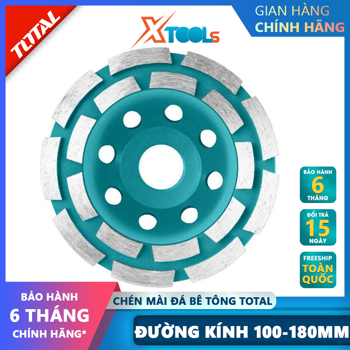 Total concrete grinding Cup | grinding cup diameter: 100-180mm teeth: 12-24 grits hole: 22.22mm xtools