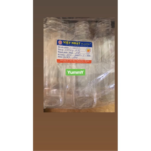 Chai nhựa vuông nắp đen 350ml Việt Nhật