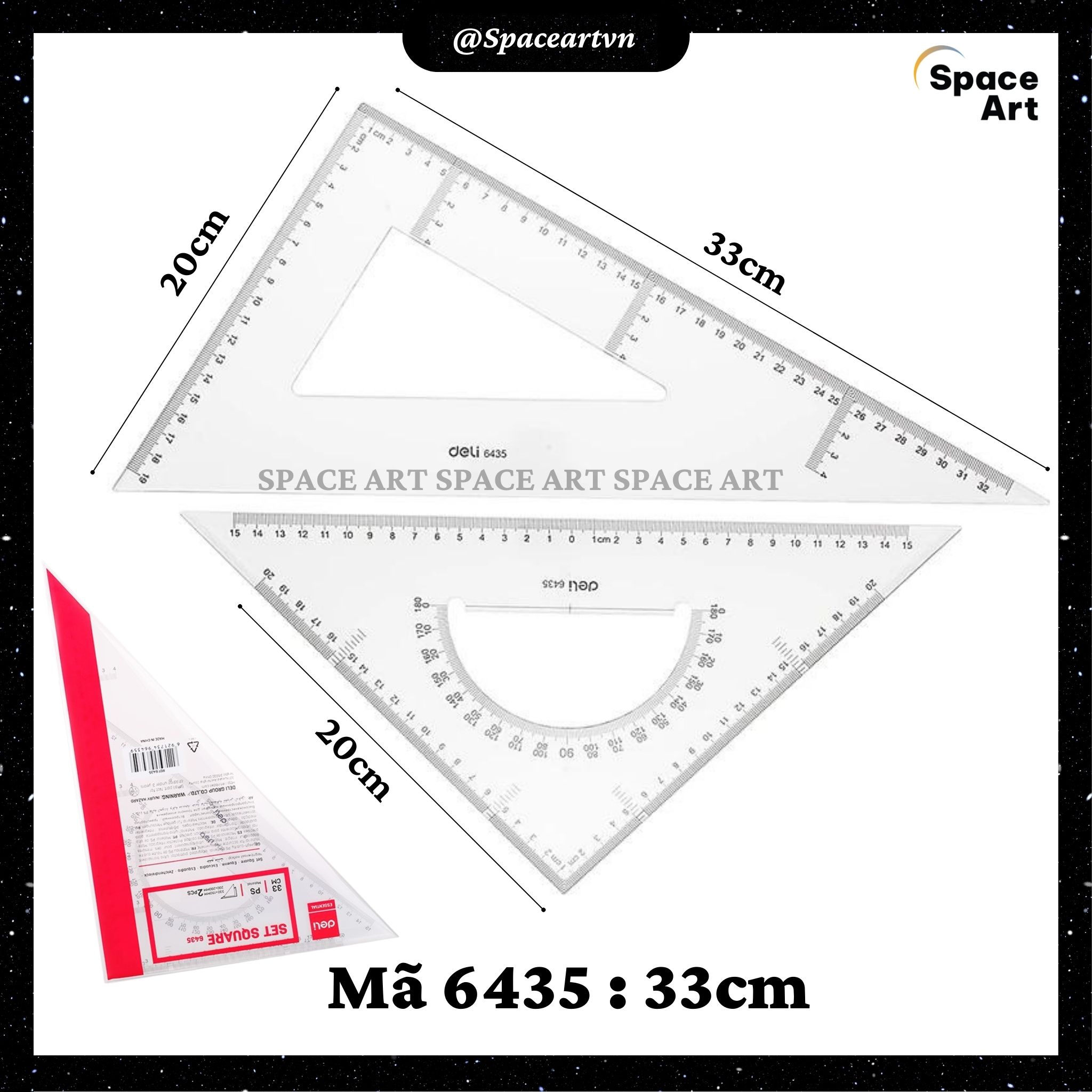 Bộ Thước Vẽ kỹ Thuật Eke DELI Lớn (Bộ 2 Cây)