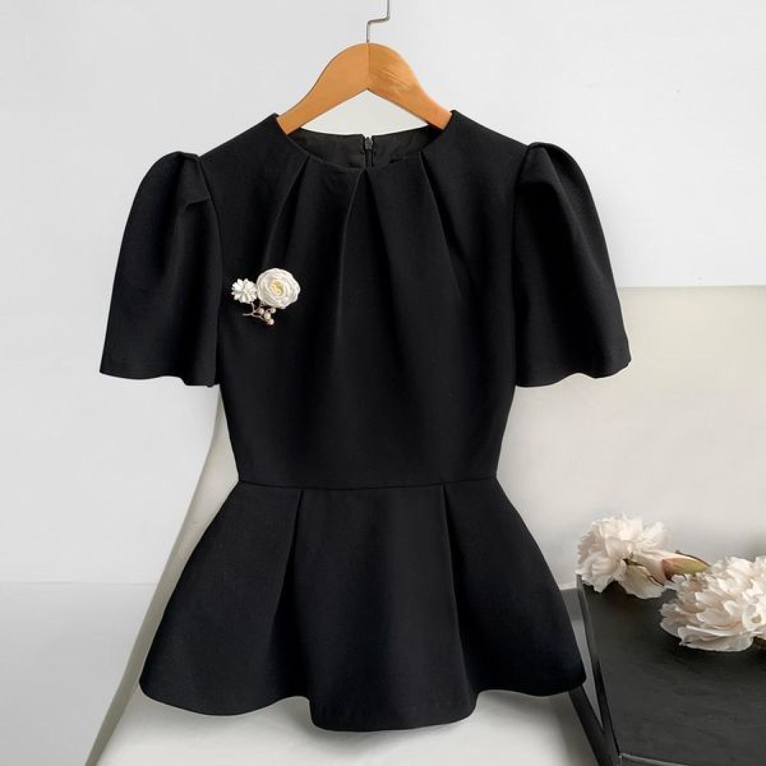 (50-90 KG) ÁO ĐEN THIẾT KẾ FORM PEPLUM DỄ MẶC CHE EO TỐT