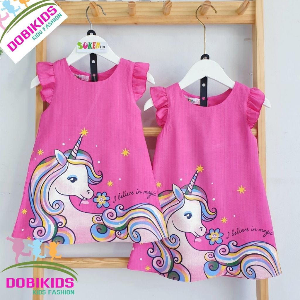 Váy bé gái ngựa pony vải đũi cao cấp cho bé 10-35kg