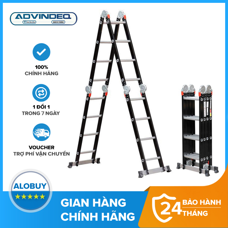 Thang Nhôm Gấp Gọn Đa Năng 4 Đoạn Advindeq ADM104 Đen