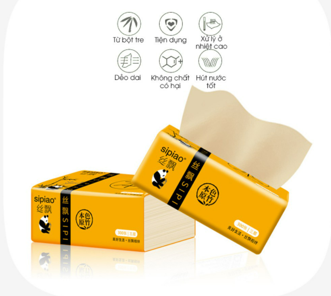 Khăn giấy Sipipao Gấu trúc- Hàng nội địa (gói 300 tờ)