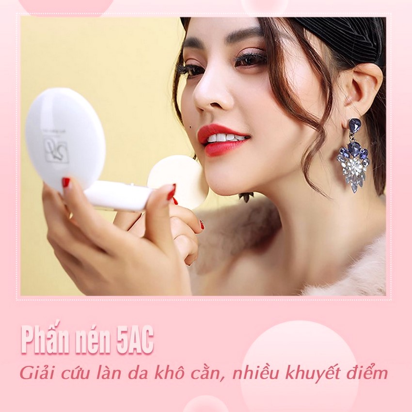 Phấn phủ phấn nén trang điểm kiềm dầu siêu mịn 5AC hàn quốc [Phiếu BH hãng]