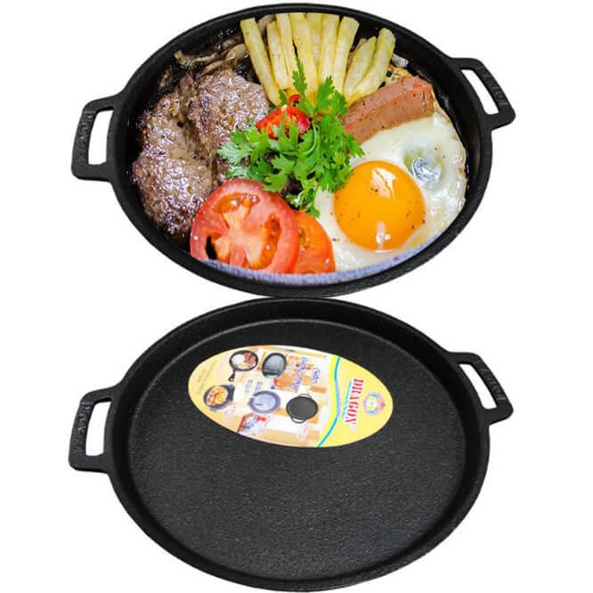 Bộ 2 chảo gang làm bánh xèo bò né chống dính 19cm dragon