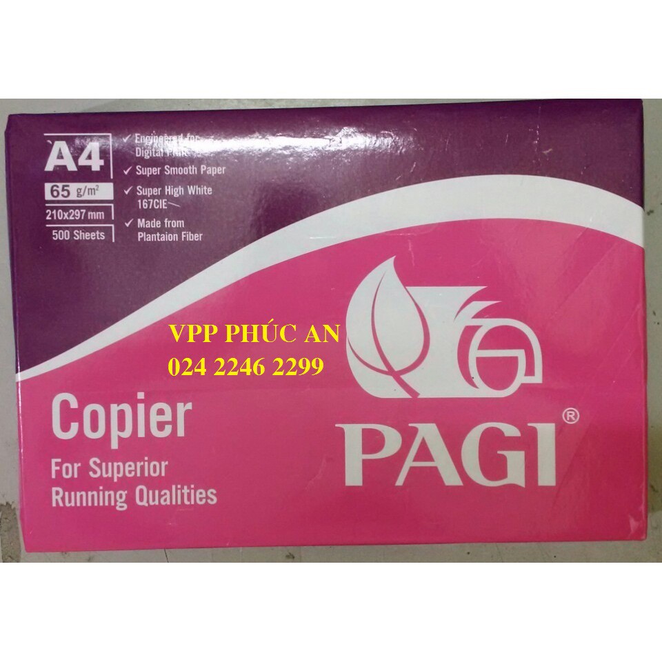 Giấy in a4 pagi hồng 65gsm, tập 500 tờ