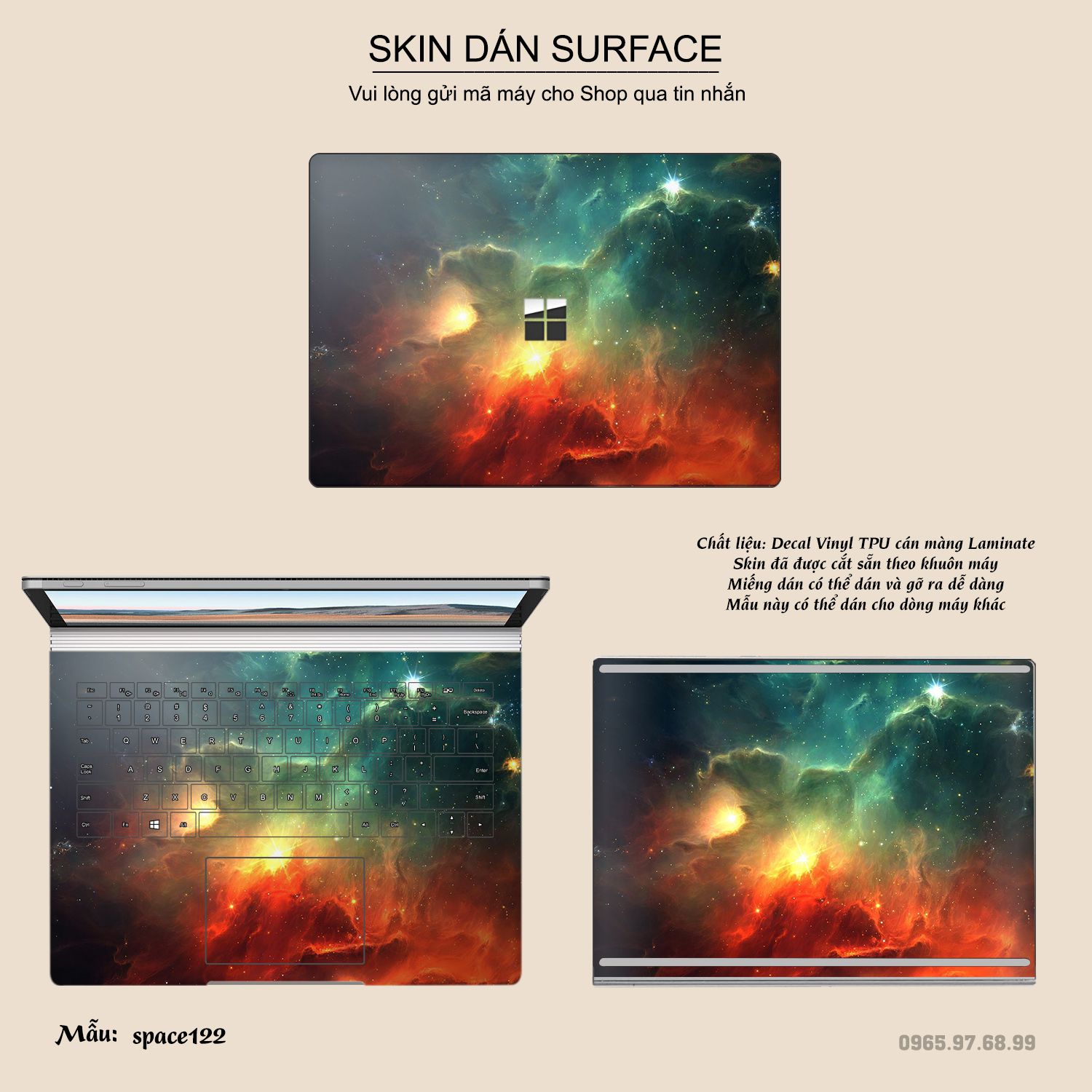 Decal Skin dán Surface Pro / Laptop / Go / Book mẫu không gian