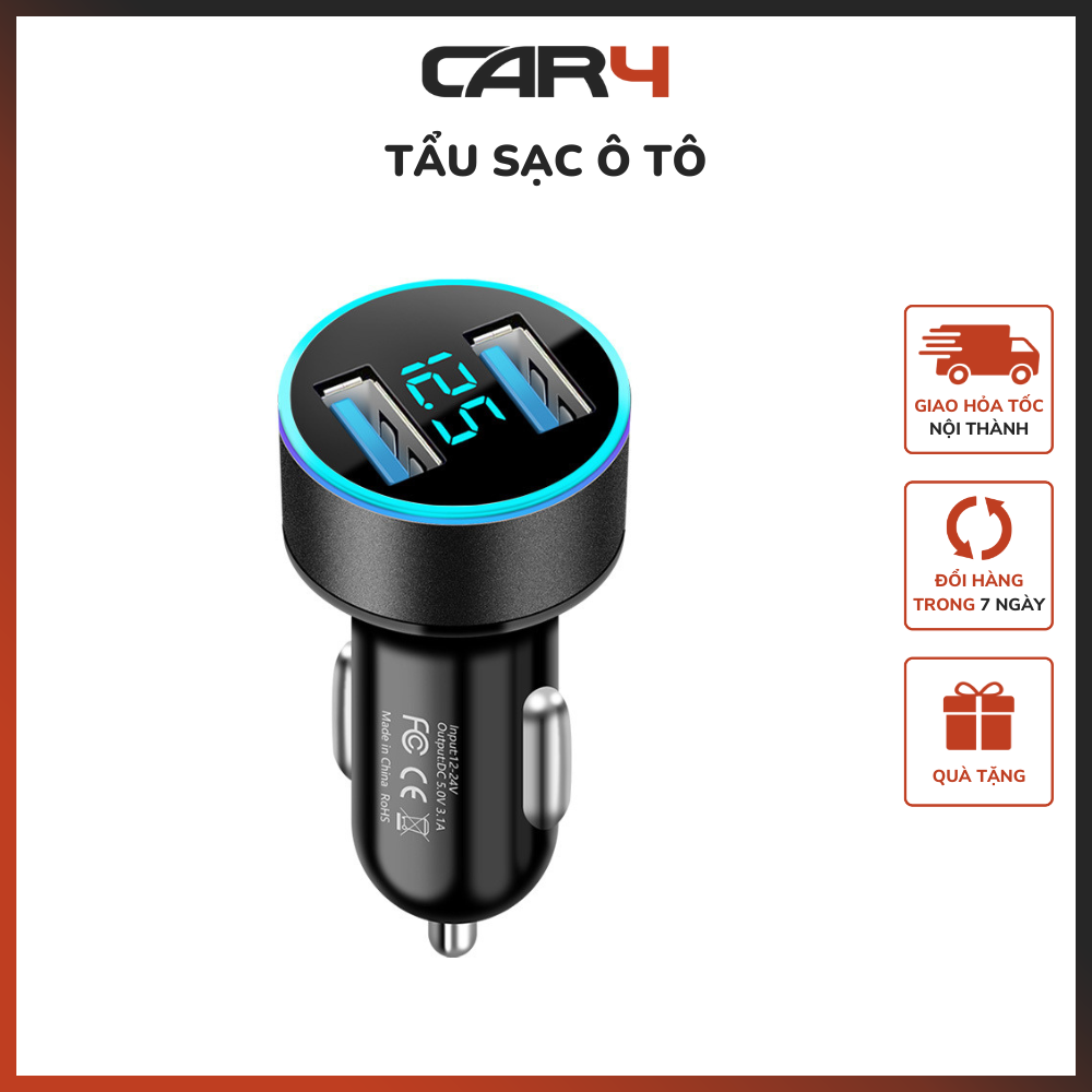 Tẩu sạc nhanh ô tô 2 cổng USB Car4 - (KM Khai Trương)