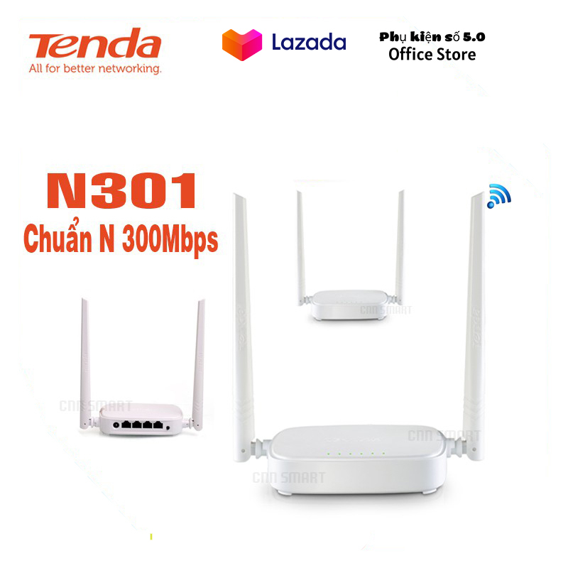 Bảng giá Bộ Phát Sóng Wifi Tenda N301 chuẩn N tốc độ 300Mbps 2 râu Router wifi Tenda N301 Wireless N300Mbps , thiết kế nhỏ gọn, giá cả hợp lý. Vùng phủ sóng rộng rãi giúp mọi thiết bị đều được truy cập internet Phong Vũ