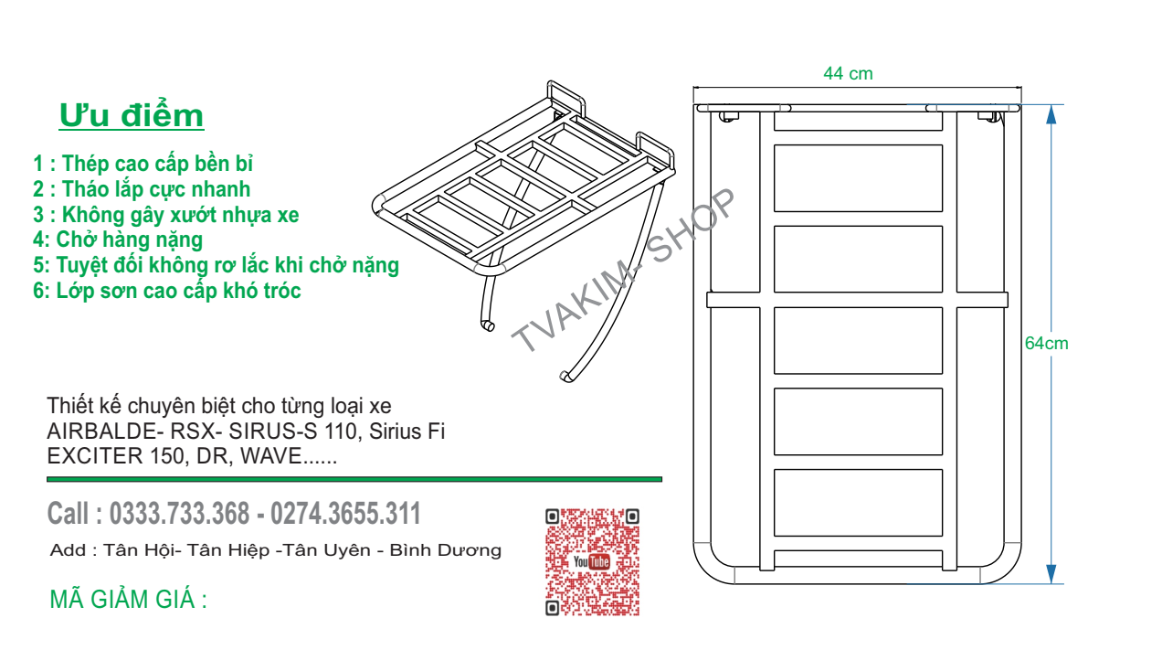 BA GA RS ( GIÁ THỒ HÀNG XE WAVE RS )