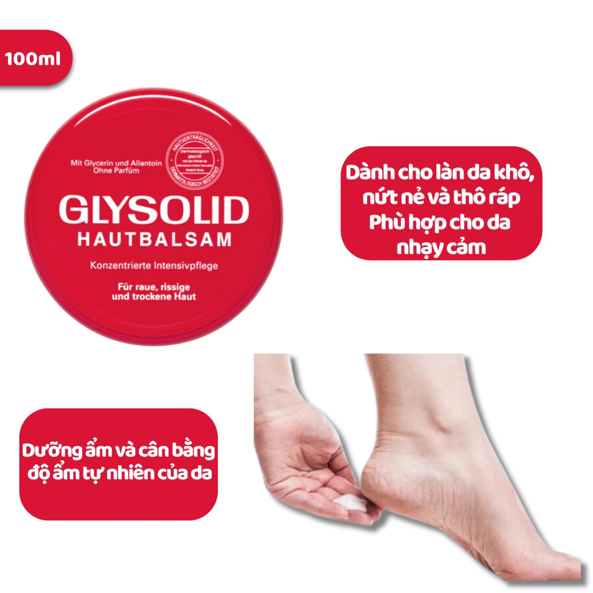 Kem Giảm Nứt Nẻ Gót Chân Glysolid Hautbalsam Đức 100ml