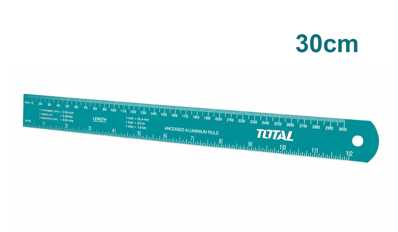 Thước đo nhôm Total TMT633002 kích thước 30cm, chất liệu nhôm anodized chịu lực tốt, Thước lá chính hãng - Thinksafe