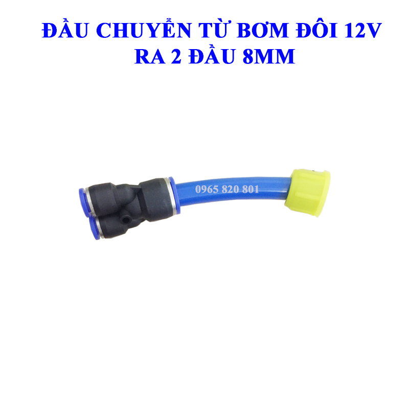 Đầu nối từ bơm đôi ra ống hơi 8mm
