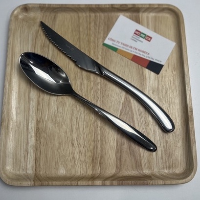 dao dĩa(nĩa) ăn bít tết inox cao cấp, đuôi cong Costa