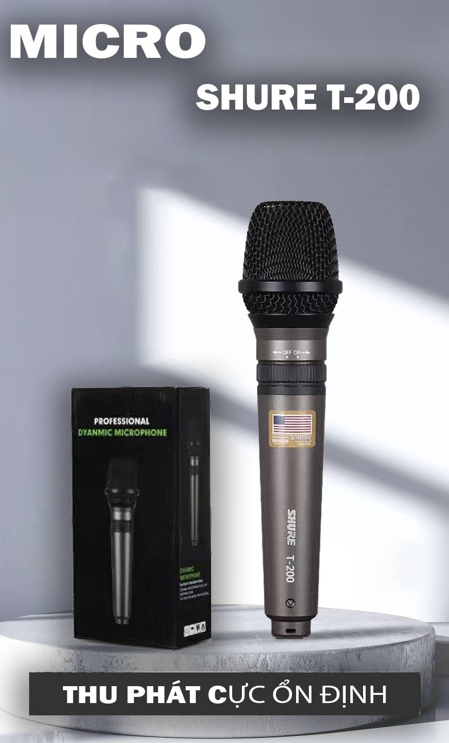 Micro shure shure t-200, mic hát karaoke, micro có dây cao cấp, thiết kế bắt mắt, sang trọng - chất âm nhẹ, siêu sáng - bắt âm nhạy, chống hú, chống nhiễu tốt - dây dài 7m