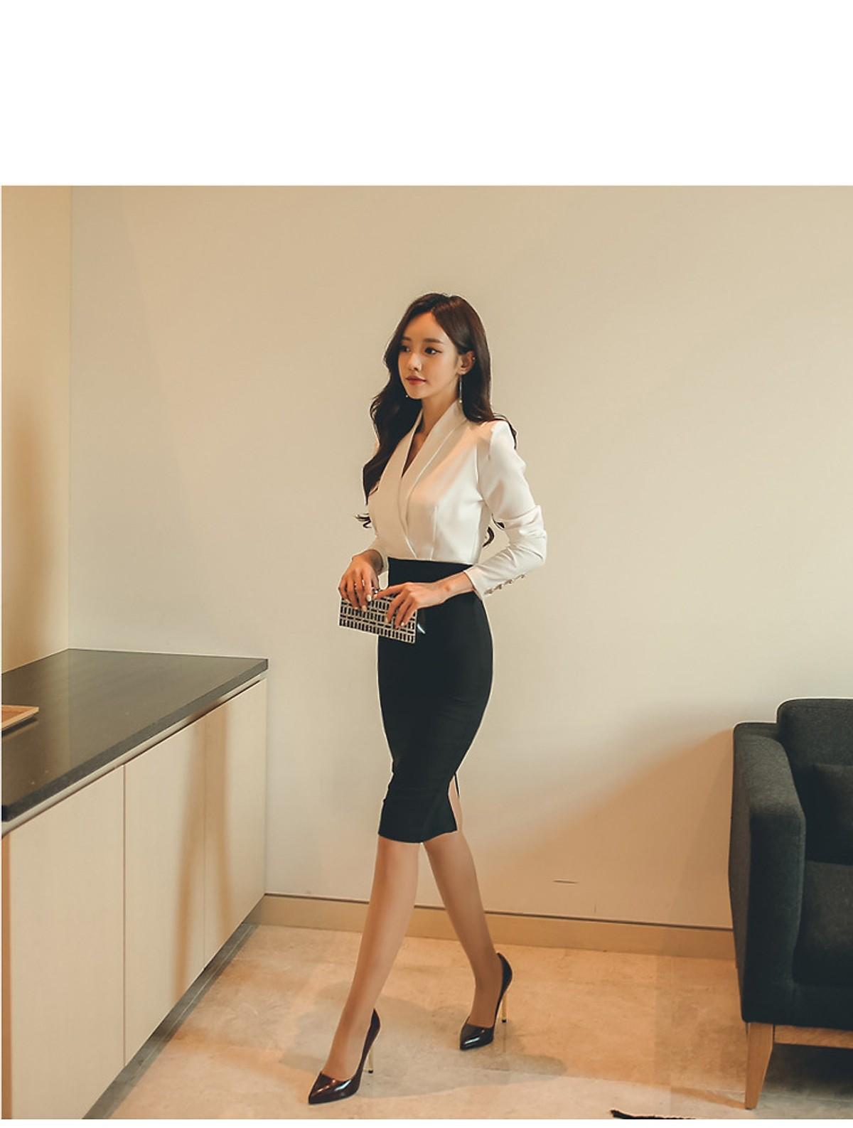 Chân váy bút chì đầu gối