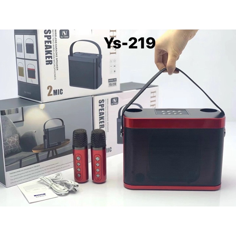 Loa Bluetooth YS-219 kèm 2 micro karaoke công suất 20 W