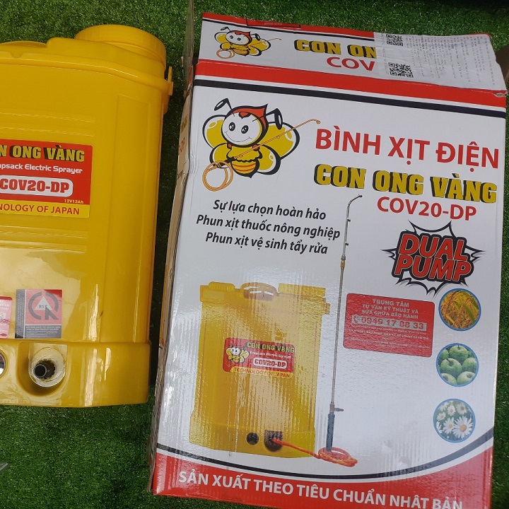Bình Xịt Điện Con Ong Vàng 20 Lít 2 Bơm Accu Lớn