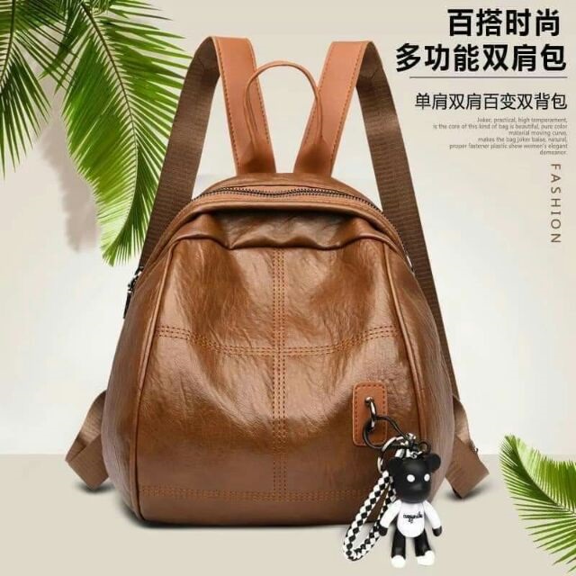 [ TẶNG KÈM GẤU ] Balo thời trang nữ da PU cao cấp bền đẹp ( tặng móc khoá gấu )
