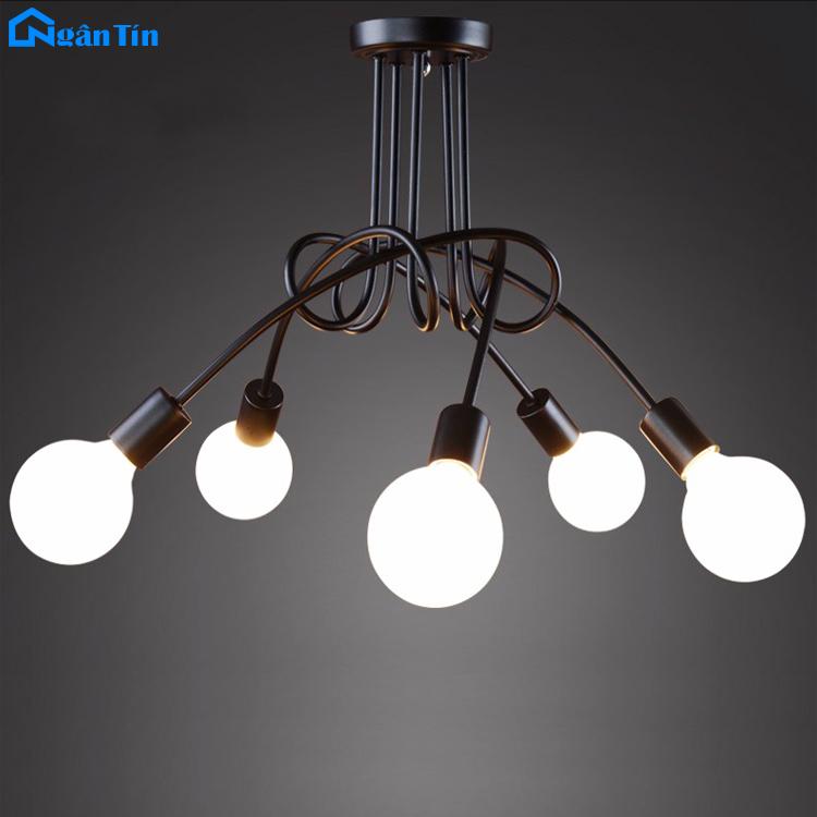 Bộ đèn thả trần trang trí nhà quán cà phê THCN148 (Tặng kèm 5 bóng tròn Led edison 6W ánh sáng vàng)