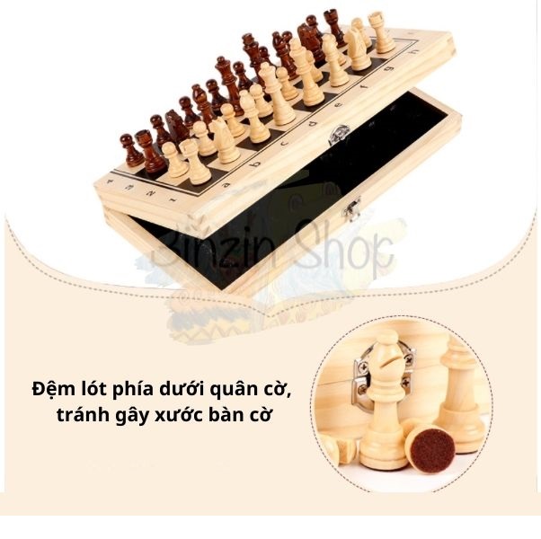 Cờ vua gỗ nam châm cao cấp 34cm (tặng kèm 2 hậu)
